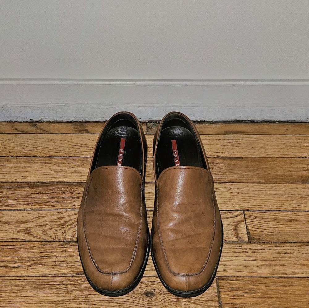 Prada Linea Rossa Men's Brown Leather Loafers